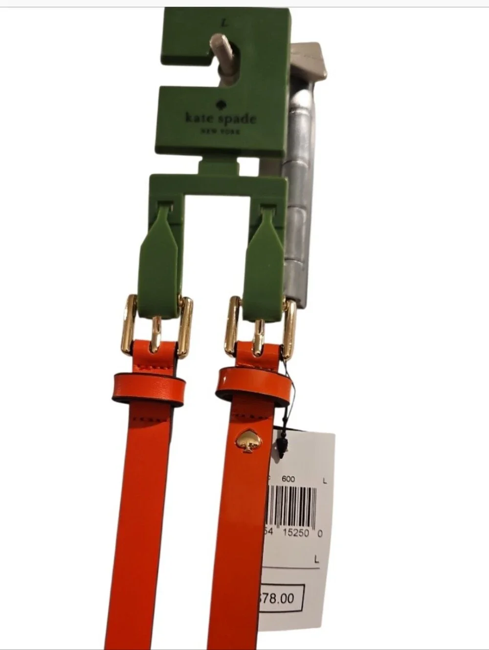 Kate Spade Red Skinny Belts Set 2 Gold Buckle Spade Bow Large